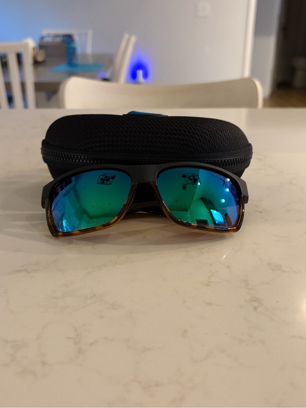 Men's Costa Half Moon Polarized Sunglasses with Green Mirrored Lenses